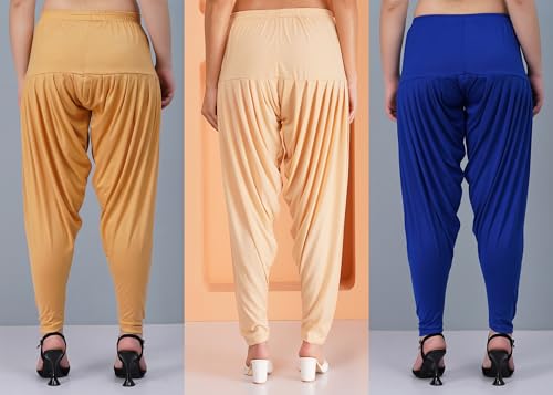 Image of Buy That Trendz Combo Offer (Pack of 3) Cotton Viscose Lycra Dhoti Patiyala Salwar Harem Bottoms Pants for Womens (White, Maroon, Black)