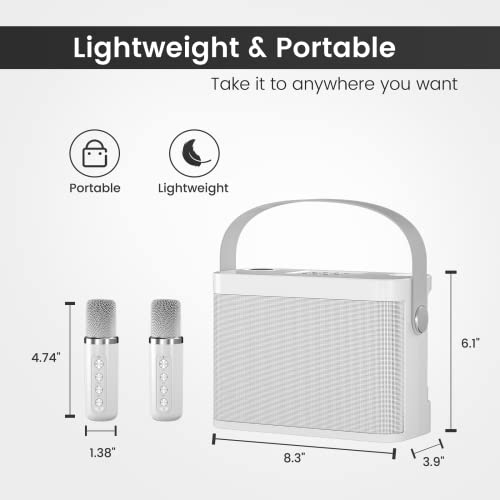 Karaoke Machine With 2 Wireless Microphones For Adults/Kids, 2023 Upgraded Pa Speaker System, Singing Machine With Echo And Vocal Cut, Supports Tf, Aux-In, For Home Party, Meeting, Wedding #TOP5