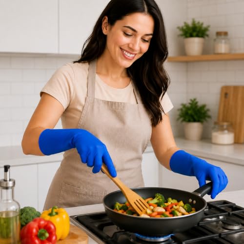 Image of Long Sleeve Rubber Gloves, Washable, Reusable, for Kitchen, Farming, and Garden, Wet and Dry Use, Pack of 3