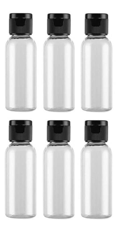 Hunky Dory 5pcs 30ml Empty Clear Plastic Bottles Refillable Travel Size Cosmetic Containers Small Leak Proof Squeeze Bottles with Black Flip Top Cap for Toiletries,Shampoo.-picture-6