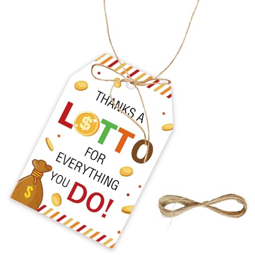 50pcs Lotto Thank You Tags, Casino Lotto Party Favors Gift Tag with String, Dollar Favor Tags for Birthday Party, Casino Themed Party Favors