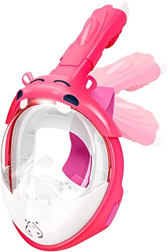 mizikuu Schnorchelmaske Vollmaske, Sichere Schnorchelmaske für Kinder ab Panorama-Vollgesichts Design mit 180-Grad-Sicht Tauchmasken leckagefreier Two-air Flow Defense Fog Passage Cover