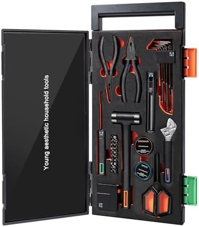 39-Piece Tool Set, Portable Hand Tools Set Basic Home Repair Kit Plating Processes Simple Toolbox with Storage Case for Car & Office & College Repairs & Gift
