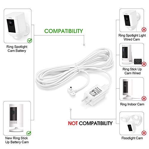 OLAIKE 16 ft/5 m Charge Cable with DC Power Adapter for Ring Spotlight Cam Battery&Ring Stick Up Battery Cam,Weatherproof Cable to Continuously Charge Your Camera,No Need to Change the Batteries,White - Thumbnail 4