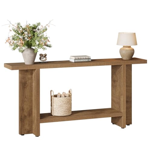Tribesigns Table console étroite de 150 cm, pour couloir, salon et foyer, assemblage facile (marron clair)