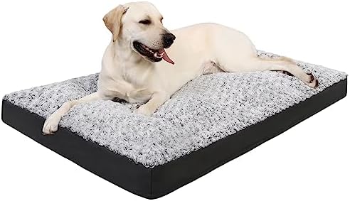 Washable Dog Crate Bed Deluxe Plush Dog Beds Reversible All-Seasons Bed Pet Sleeping Mattress for Large, Medium Dogs