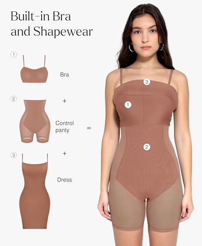 Image of Popilush Club Dresses for Women Built in Bra Dress Tummy Control Shapewear Mini Cocktail Dress Party Date Night Bodycon