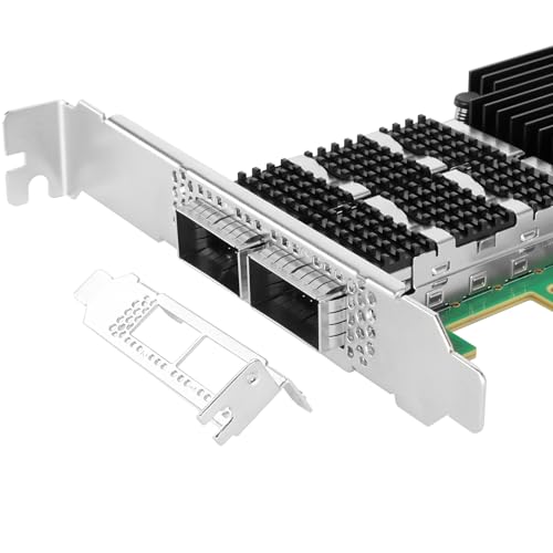 Tarjeta de red Vogzone para MCX653106A-HDAT ConnectX-6 VPI 200GbE 2x QSFP56 PCIe 4.0 x16 NIC | Adaptador Ethernet e InfiniBand HDR, baja latencia con descarga por hardware, RDMA integrado, SR-IOV para computación HPC y IA, NVMe sobre Fabrics miniatura 5