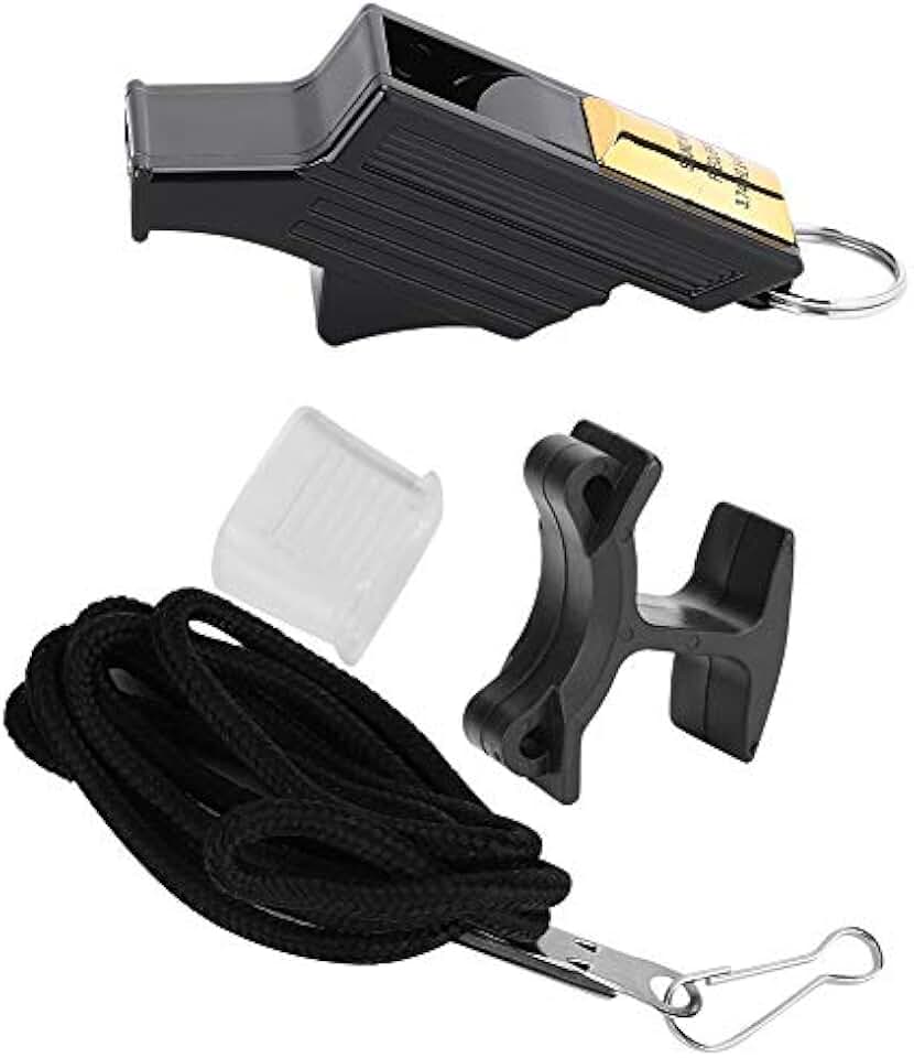 Dilwe Apito de árbitro, apito para basquete, futebol, acampamento, chamada de emergência (preto e dourado)