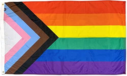 FlagSource Progress Pride Nylon Decorative Flag, Made in the USA, 4x6'