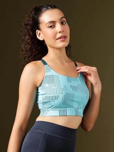 Image of Clovia Women's Polyester Impact Padded Printed Sports Bra With Removable Cups