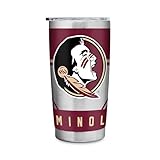 Rico Industries NCAA Florida State Seminoles 20oz Stainless Steel Tumbler with Lid - Great For Coffee, Tea, Water or Cocktails