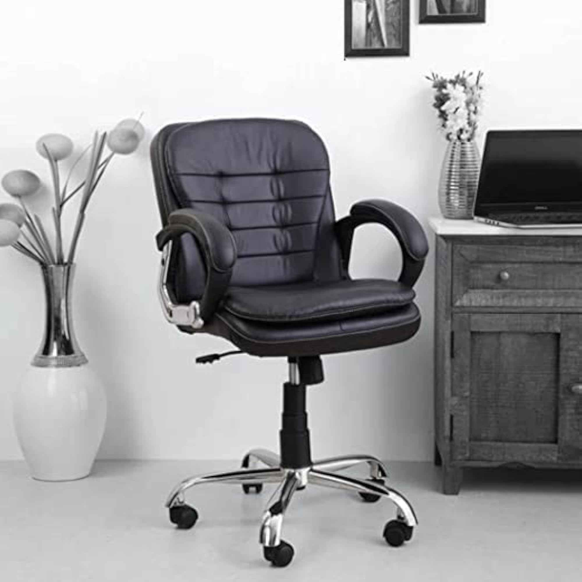High Back Brown Cushioned Leatherette Executive Boss Chair