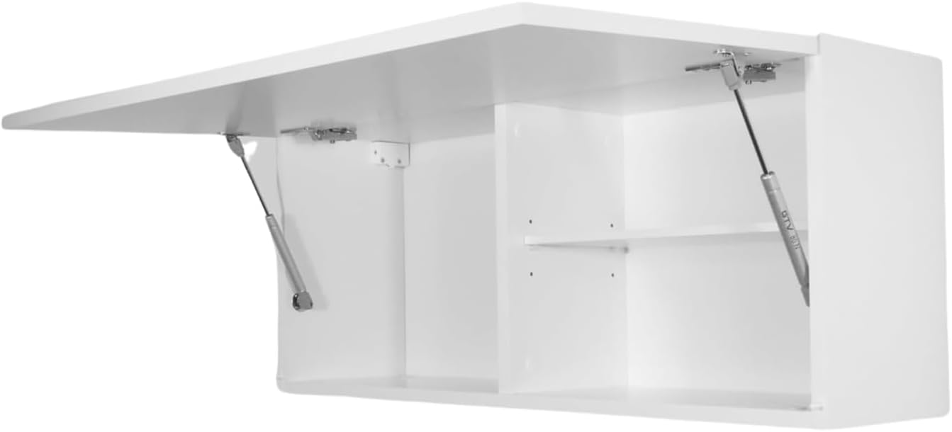 Mobilietto Pensile da Bagno Laura Salvaspazio Mobile da Parete Sospeso Armadietto Pieghevole con Apertura Telescopica Mobilietti con Ripiano, Bianco Opaco, 39 x 90 x 23 cm