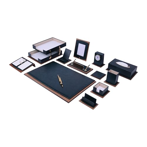 Star Lux Leather Desk Set with Organizer & Accessories