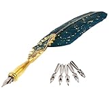 UKCOCO Vintage Kalligrafie Federkiel Satz mit 6 Teilen Verschleißfester Dip Stift aus Metall Inkl...