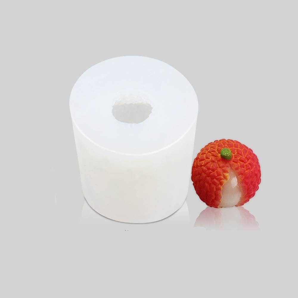 Candle Mold 3D Fruit Silicone Mould DIY Chocolate Baking Cake Molds Handmade Craft Wax Mould (Litchi B_1.44 * 1.52inch)