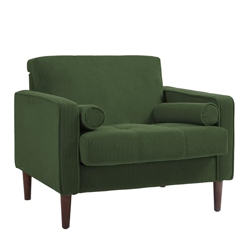 Sillón moderno tapizado en pana verde miniatura 7
