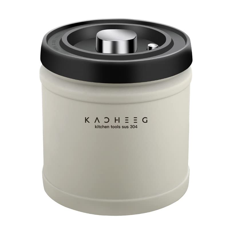 Press-Type Vacuum Canister, 304 Stainless Steel Airtight Container, Coffee Container, 1600ml Large Capacity, Keeps Vacuum for Weeks, for Coffee, Tea, Dried Fruits, Home & Outdoor Use