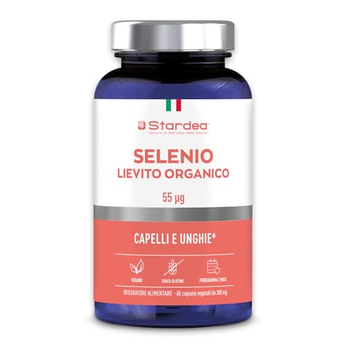 STARDEA SELENIO LIEVITO ORGANICO 55 µg | 60 capsule vegetali | difese immunitarie | Antiossidante | Salute dei capelli e unghie | vegano | programma 2 mesi | Stardea