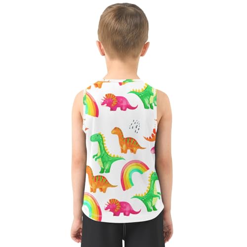 J JOYSAY Dinosaur Rainbows Doodles White Boys Tank Top Sleeveless Muscle Shirts Quick Dry Kids T-Shirts 3-15T3
