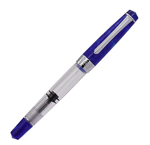 Penbbs 309 - Pluma estilográfica de pistón de resina transparente, punta fina de 0,5 mm, bolígrafo de caligrafía ejecutivo, instrumentos de escritura (azul)