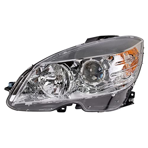 Image of TRQ Driver Side Headlight Assembly Halogen Chrome Bezel Compatible with 2008-2011 Mercedes-Benz C300 C350 C63 AMG MB2502162 MB2502163