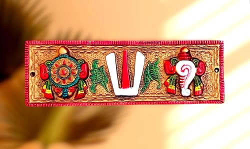 Image of 7 Inche Aluminium Metal Shank Chakra Tilak for Door, Shank Chakra Namah Wall Hanging Decorative for Home & Office Door Hanging (Copper Multicolour)