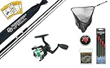 Hunter Pro 10 ft Carbon Coarse Fishing Kit: 3-Piece Carbon-X Rod & HP200XR Reel with Folding Landing Net and Tackle