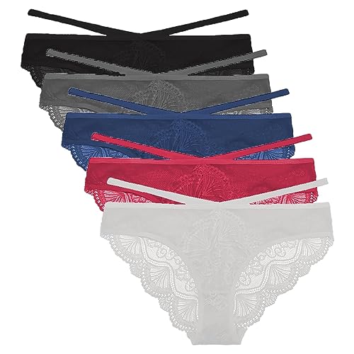 Lace Panties for Women Seamless Bikini Panties Lace Underwear Pack of 5