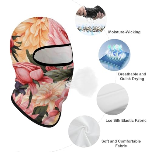 Balaclava para esquí, máscara facial completa con protección solar, estampado floral, refrescante para verano, bufanda para cuello y cabeza, ideal para ciclismo, hombres y mujeres miniatura 3