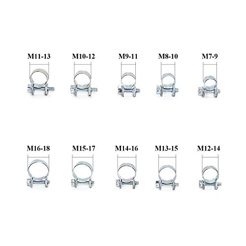 Sutemribor 10 Sizes Mini Fuel Injection Line Style Hose Clamps Assortment Kit (84 Pcs) #TOP2