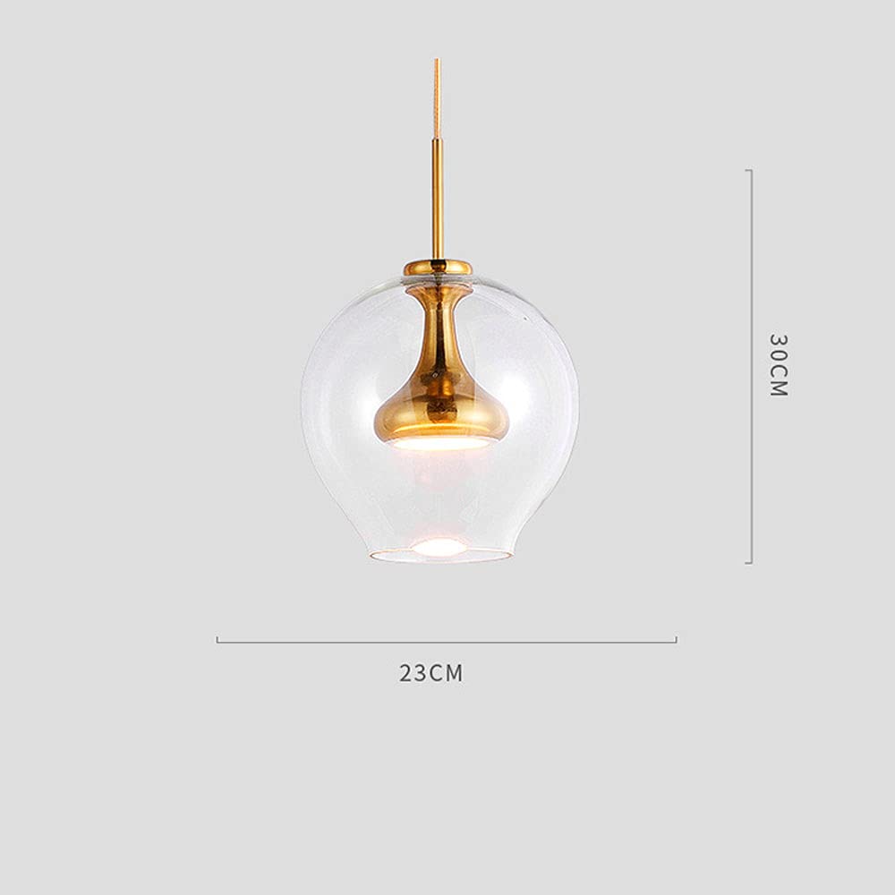 Lámpara de Noche Moderna, Ligera, con Base de latón y Cristal, de Estilo nórdico, para hogar, Bar, restaurante, personalidad Creativa, para cafetería, dormitorio (Dorada)