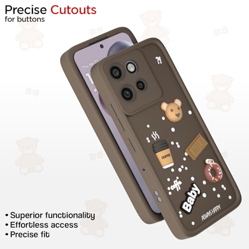 Image of Outlouders Back Cover for Moto Edge 50 Neo 5G | 3D Cartoon Cute Fun Bear | Silicone Full Body Protection Bumper Case (Brown)