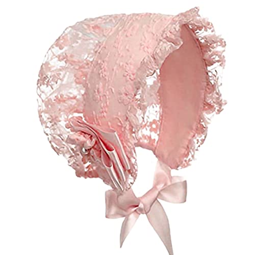 Hularka Baby Girl Embroidered Lace Adjustable Sun Hat Flower Bonnet Satin Strap Christening Party Hat for Birthday2