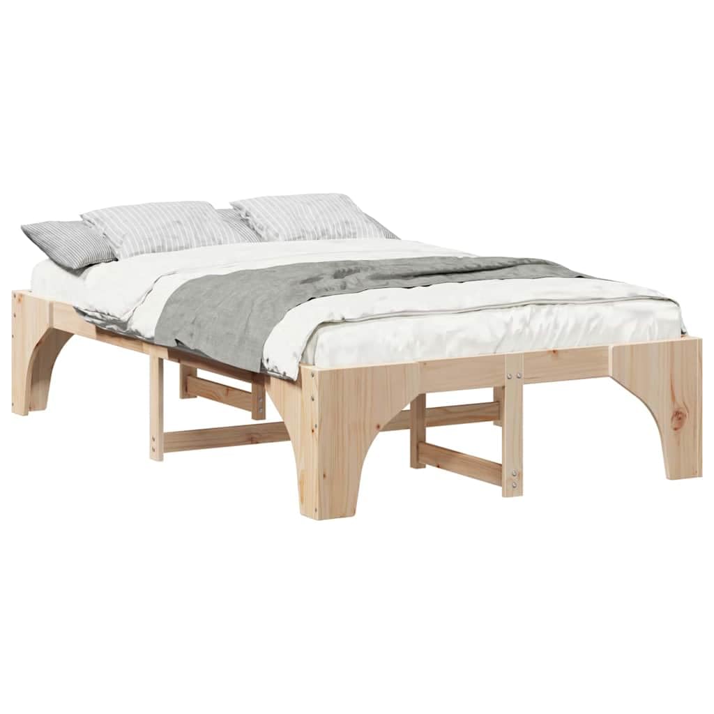 Marco de Cama en el Suelo de Madera Maciza de Pino Marrón Estructura de Perfil Bajo para Dormitorio Moderno Minimalista y Funcional con Ensamblaje Fácil y Diseño Eficiente