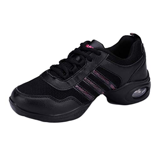 Aiweijia Unisex Adulto Malla Transpirable Zapatos cómodos de Baile Jazz Latino Zapatos con Cordones