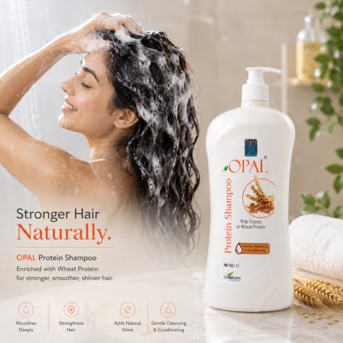 Image of OPAL Wheat Protein Shampoo for Dry & Damaged Hair | Nourishing & Shine-Enhancing Formula for All Hair Types for Men & Women | 1 Litre