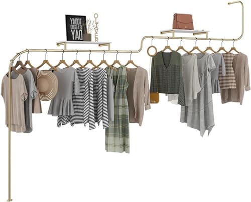 Perchas de metal para ropa en estante de exhibición y ganchos de pared modernos de armario