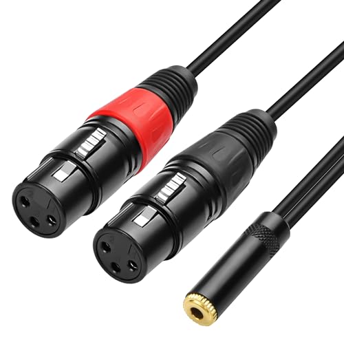 XMSJSIY Dual XLR to 3.5mm Jack Microphone Cable Dual XLR Female to 3.5mm 1/8 TRS Jack Audio Stereo Cable Y-Splitter Cable Computer or Phone to Speaker Breakout Lead Adapter Cable