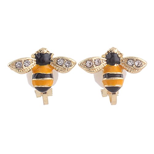 GRACE JUN Fashion Cute Small Bee Shape Clip on Earrings Without Piercing Charm Ear Clip Jewelry(bee)