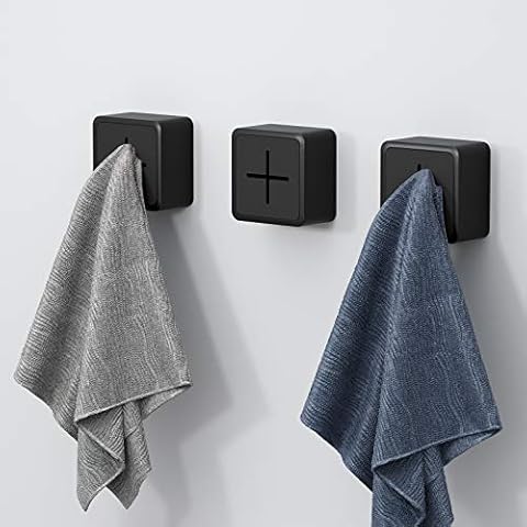 Juego de 3 ganchos para toallas de cocina autoadhesivos - negro Cover