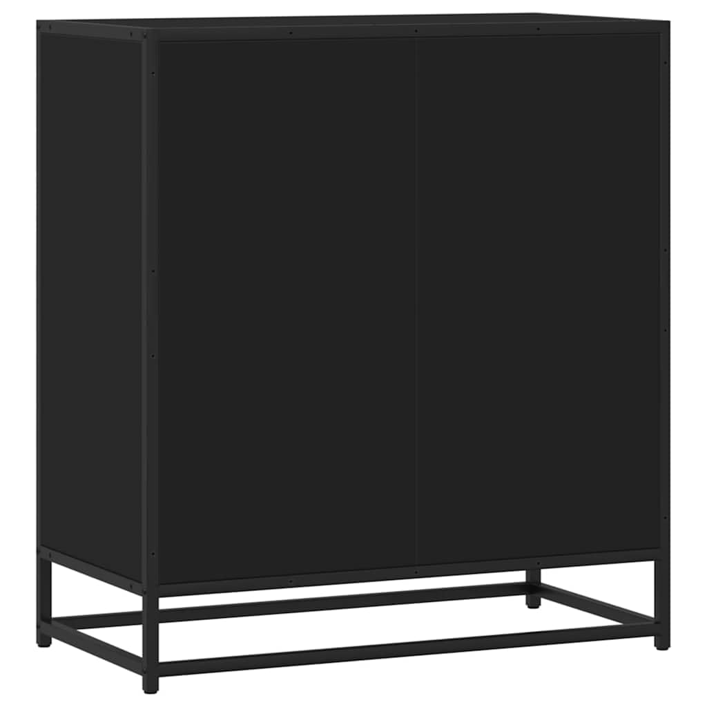 Komoda z materiału drewnopochodnego i metalu, czarna, 68x35x76 cm, stabilna szafka z uchwytami, duża przestrzeń do przechowywania, nowoczesna szafka boczna do przedpokoju, sypialni, kuchni i biura