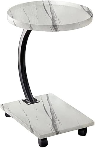 Miniatura 19 de Mesa auxiliar pequeña en forma de C, mesas auxiliares delgadas para sofá que se deslizan debajo del sofá cama, mesa de bandeja de aperitivos delgada