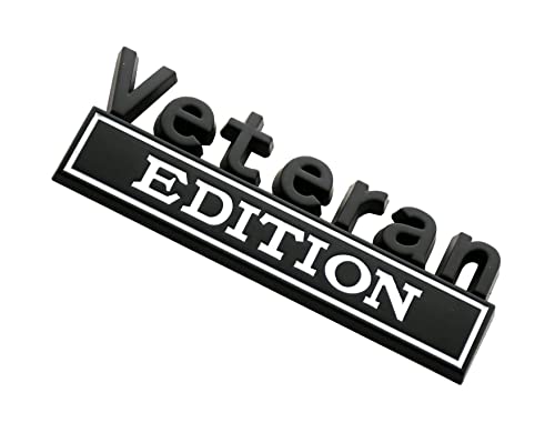 Decalship 2Pcs Metal Veteran Edition Emblem Car Side Rear Front Hood Trunk Door 3D Badge Decal Sticker Replacement For F-150 F250 F350 Silverdo 1500 2500 Sierra Gmc Chevy Truck Suv (Black White) #TOP1