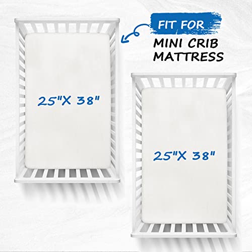 Pack N Play Sheets Waterproof, 2 Pack Cotton Fitted Mini Crib Sheets 38"X 25", Fit For Graco, Dream On Me, Delta Portable Crib And Arms Reach Ideal Cosleeper, Baby Girl Boy, White #TOP4