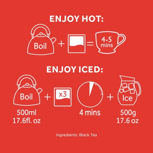 Image of Yorkshire Tea, Red, Black Tea Bags, 80ct (Pack of 5) | Refreshing, Satisfying, and Strong, Classic British Breakfast Blend | Caffeinated | Enjoy Hot or Iced | Imported from the UK