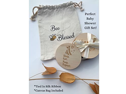 Image of Funny Baby Monthly Milestone Announcement Cards | 13 Round Wooden Double Sided Signs | Gender Neutral Gifts | Baby Shower | Fun Photo Props | Baby Registry | Pregnancy Gift | Baby Photo Props