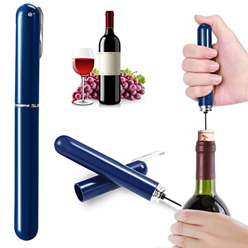 Cavatappi Vino 7S a Pompa di Pressione - Apribottiglie Professionale con Apertura Rapida d'Aria, Blu