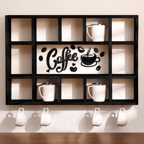 Cinnvoice Oversize Coffee Mug Display Shelf for Wall, Black